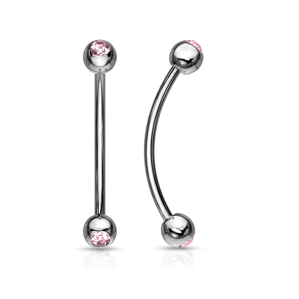 16G Surgical Steel Gemmed Ends for Snake Eye Piercings